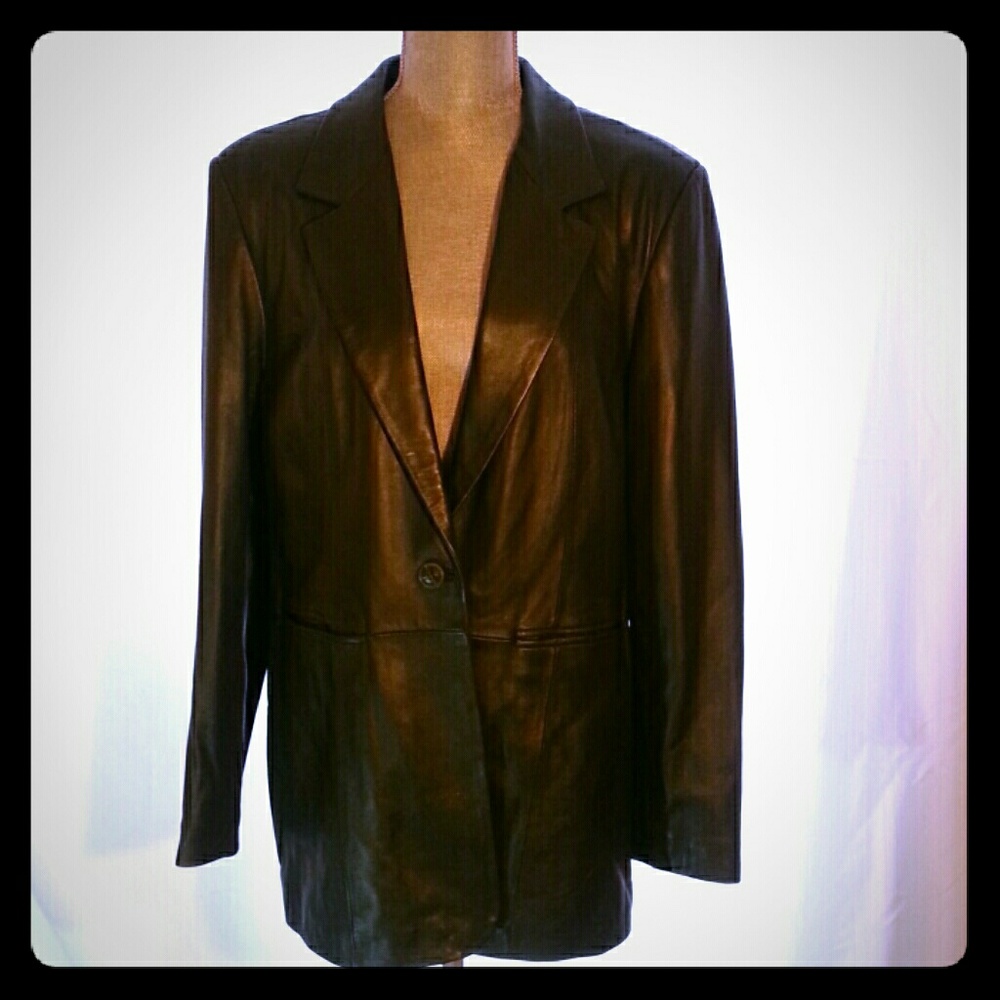 Denim & Co Black leather Jacket.